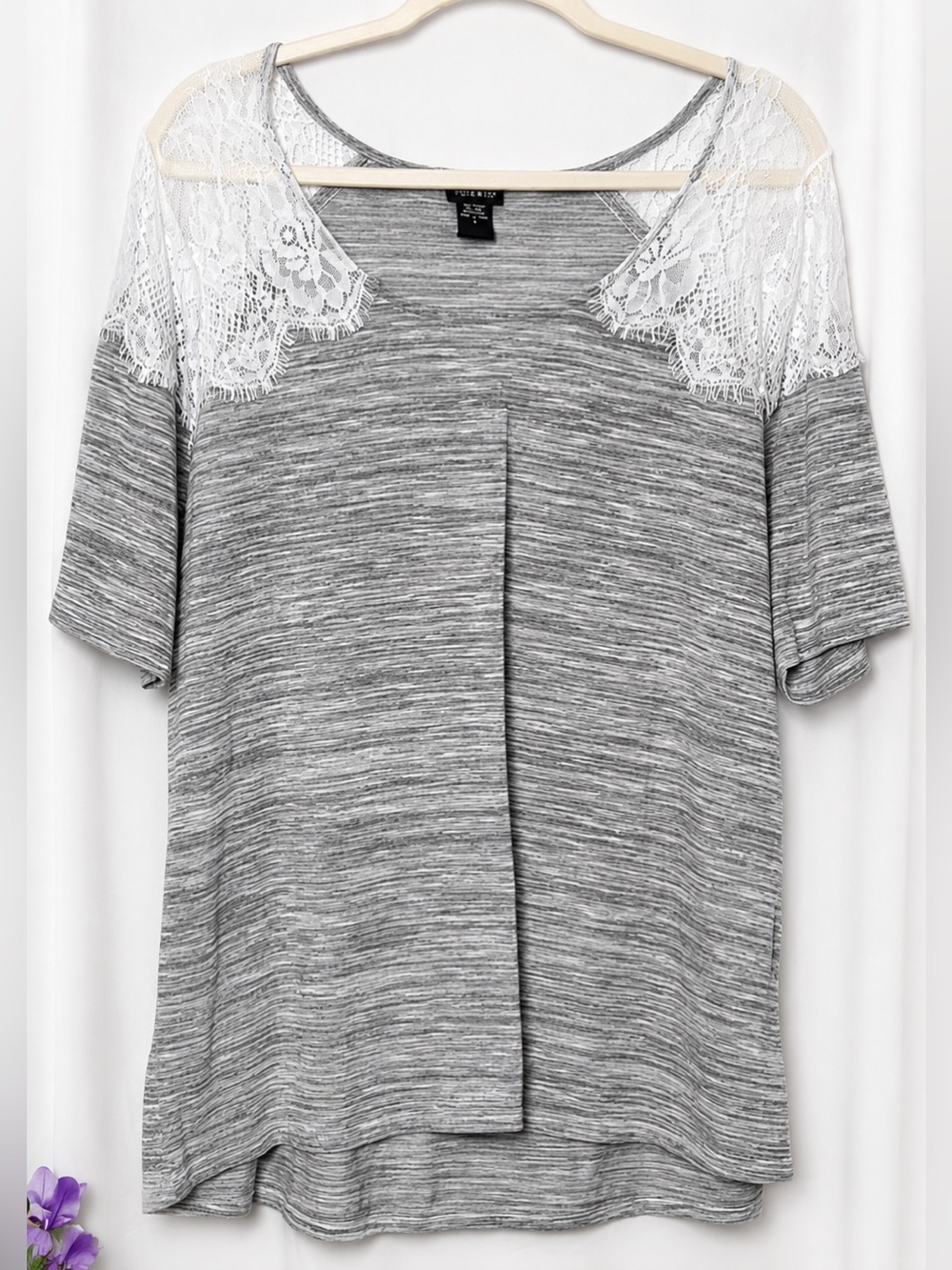 Torrid Gray Women's Dolman Top with White Lace Size 3(22/24)